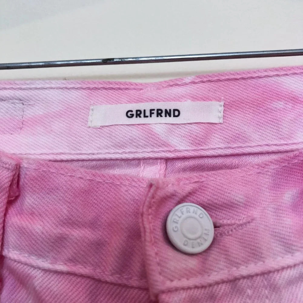NEW GRLFRND Denim Helena Pink High Waist Tie Dye Straight Leg Jeans Women's 26 - Picture 5 of 10